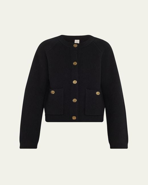 TOTEME Women's Blue Hammered Button Wool Cashmere Cardigan