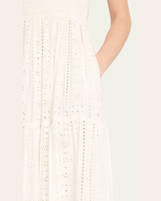 Cara Cara Natural Taormina Cotton Eyelet Square-Neck Midi Dress