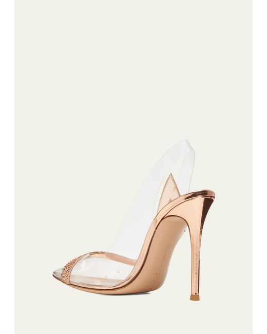 Gianvito Rossi Embellished Plexi Slingback Pumps in Natural Lyst