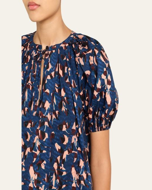 Ulla Johnson Blue Loli Short-Sleeve Blouse