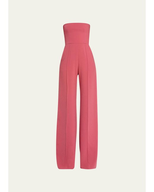 Alex Perry Pink Stretch Crepe Strapless Straight-leg Jumpsuit