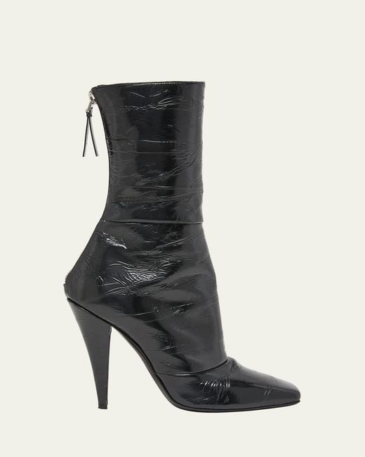 Givenchy Black Crinkle Leather Ankle Boots