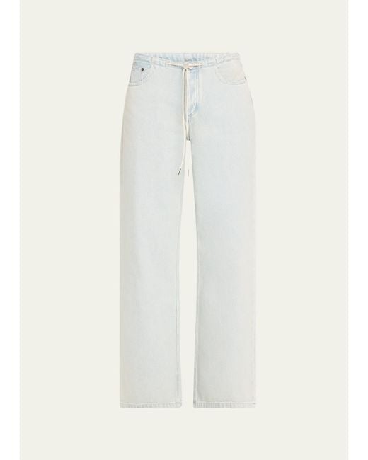 Still Here White Cool Relaxed Drawstring Jeans