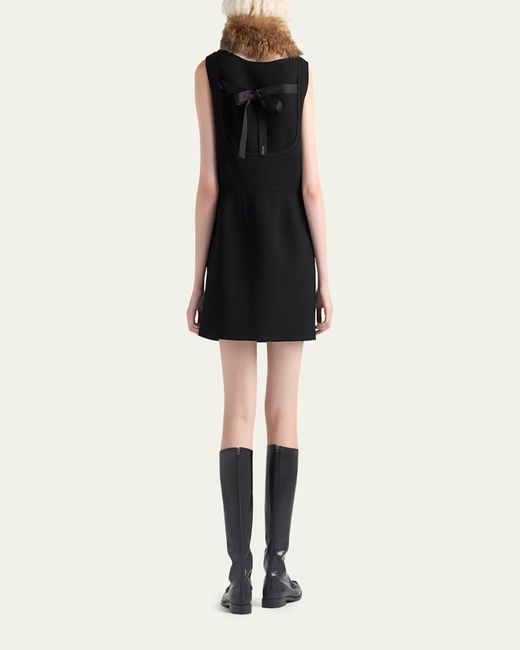 Prada Black Wool Bow Mini Dress