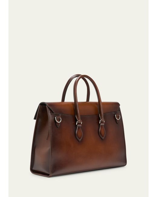 Berluti Brown E'mio Scritto Briefcase Bag for men
