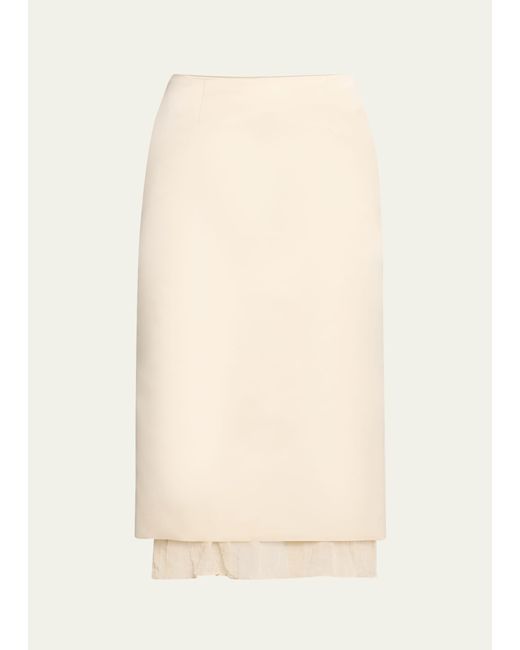 Altuzarra Natural Fannie Midi Skirt With Ruffle Trim