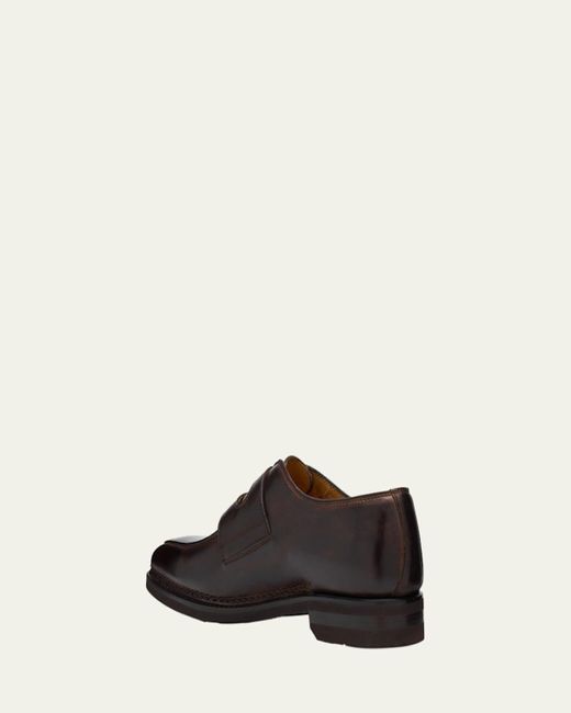 Bontoni White Artistico Leather Double-Monk Strap Loafers for men
