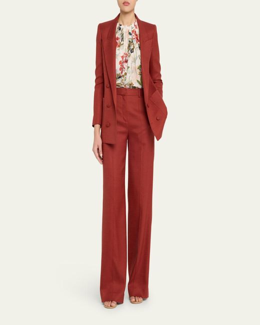 Adam Lippes Red Wyatt Stretch Canvas Wide-Leg Pants