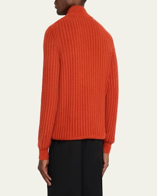Iris Von Arnim Red Eugene Half-Zip Cashmere Pullover for men