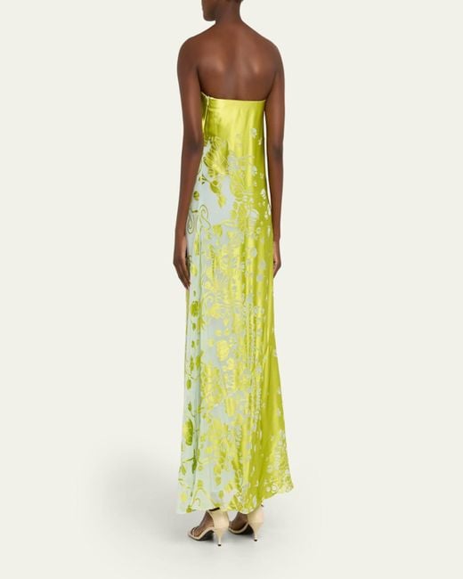 Christopher Esber Yellow Strapless Burnout Maxi Dress