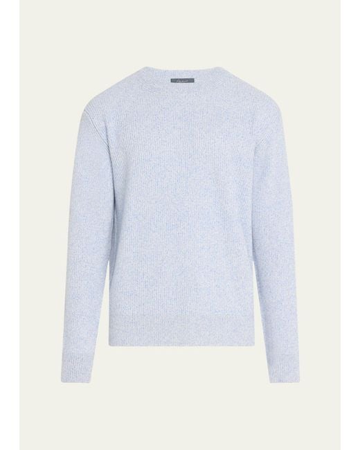 Bergdorf Goodman Blue Watercolor Twist Cashmere Crewneck Sweater for men