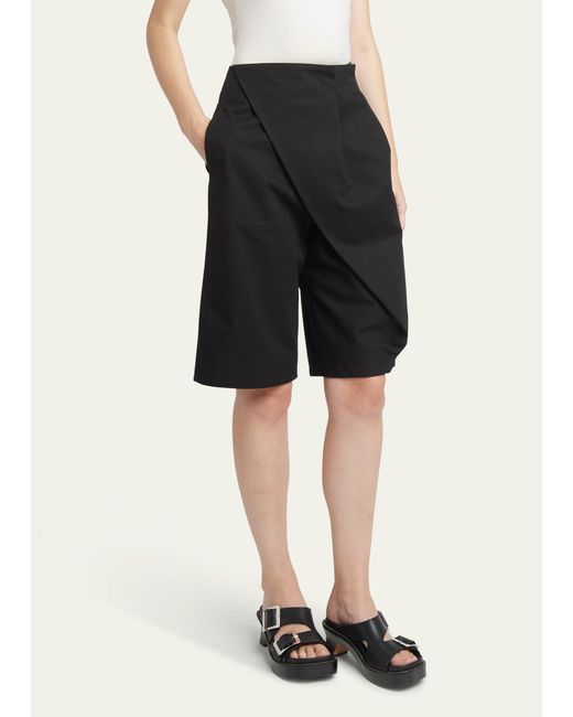 Loewe Black Draped Pleated Long Shorts
