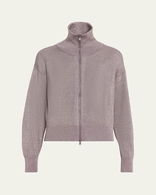 Brunello Cucinelli Brown Sparkly Zip Jacket