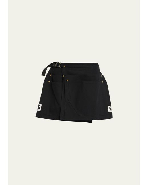 Sacai Black X Carhartt Wip Apron Belted Mini Skirt