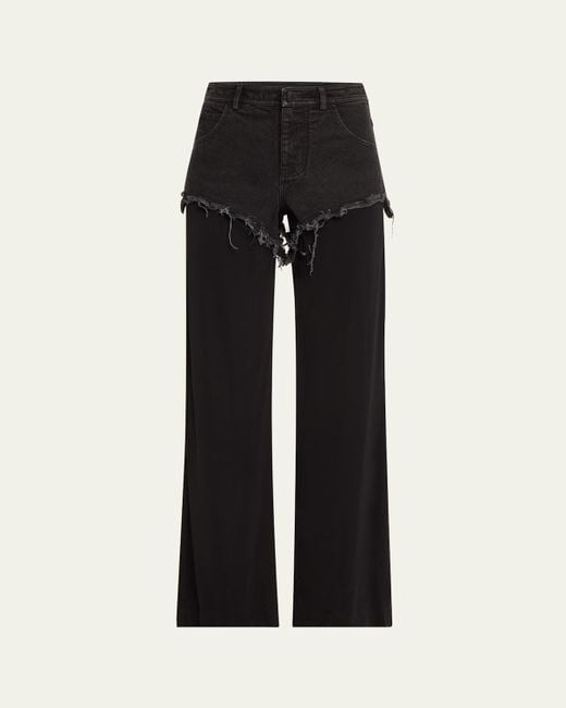 Christopher Esber Black Duke Splice Layered Straight Jeans