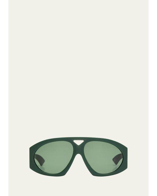 Karen Walker Green Logo Acetate Aviator Sunglasses