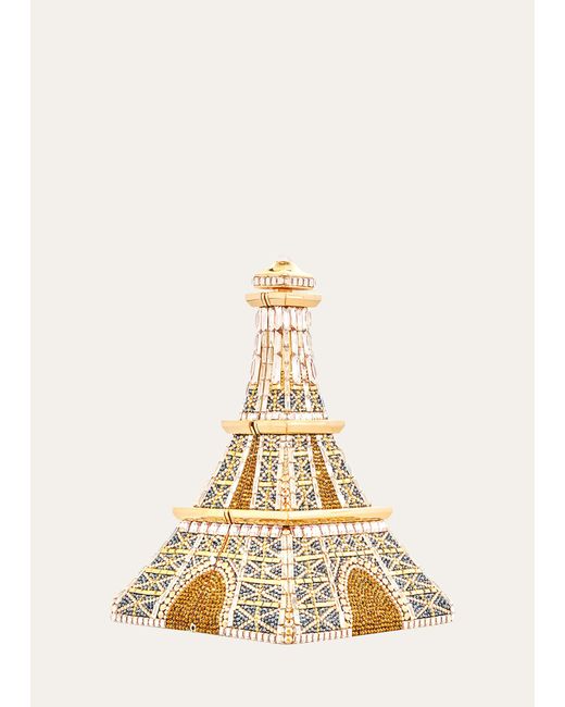 Judith Leiber Natural Eiffel Tower Crystal Clutch Bag
