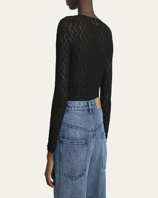 Isabel Marant Black Gaelle Floral Stretch Lace Top