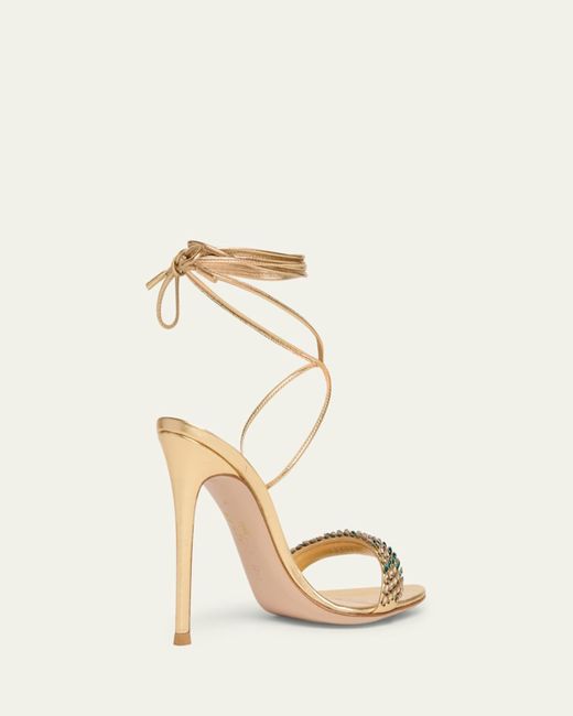Gianvito Rossi Natural Crystal Metallic Ankle-Strap Sandals