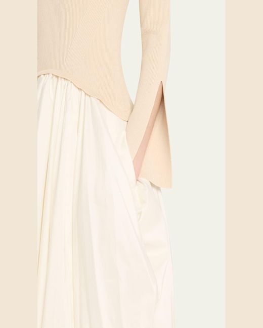 Jonathan Simkhai Natural Kenlie Long-Sleeve Bubble Midi Dress