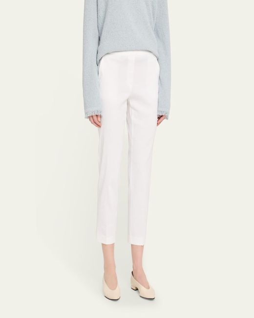 Theory White Treeca Cropped Slim Pull-On Pants