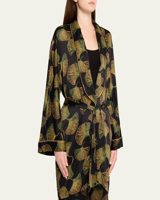 Diane von Furstenberg Green Magda Viscose Leaf-Print Wrap Jacket