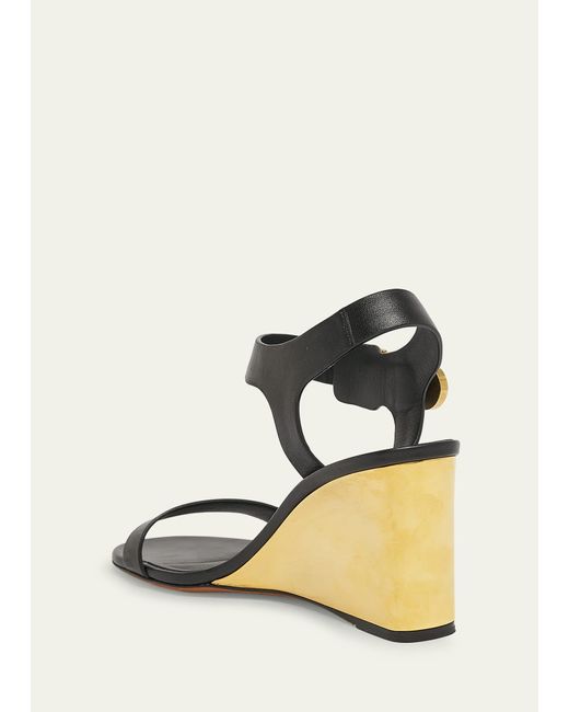 Chloé Natural Rebecca Leather Wedge Ankle-strap Sandals