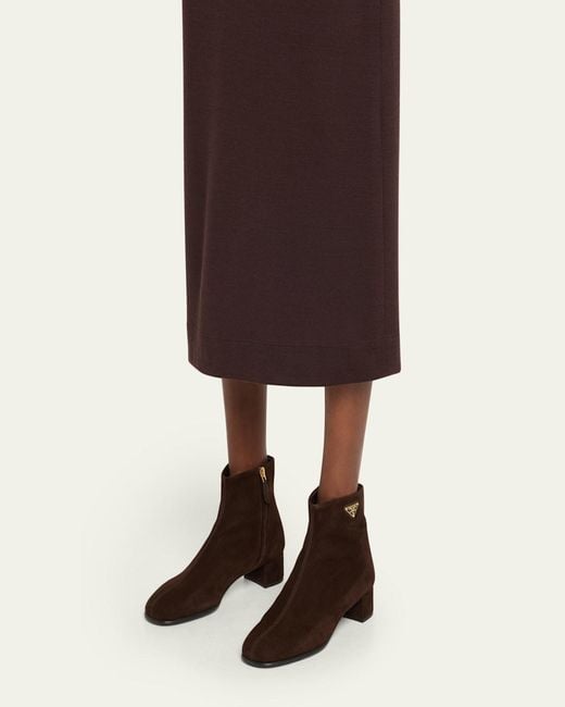 Prada Brown Suede Ankle Booties