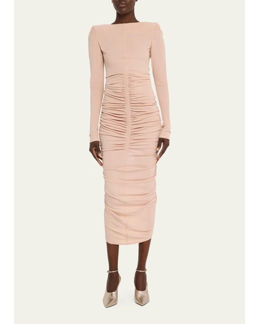 Givenchy Ruched Body-con Dress in Natural | Lyst