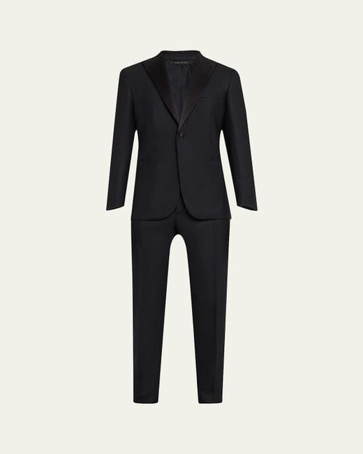 Brioni Black Solid Wool Tuxedo for men