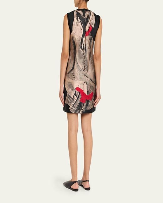 Jason Wu Black Dancing Pleat Jacquard Sleeveless Mini Dress