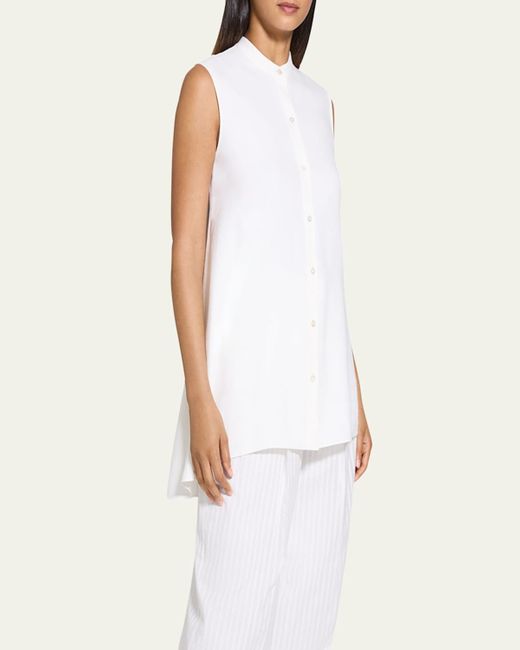 Theory Natural Sleeveless Asymmetric Draped Tunic