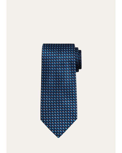 Brioni Blue Geometric Jacquard Silk Tie for men