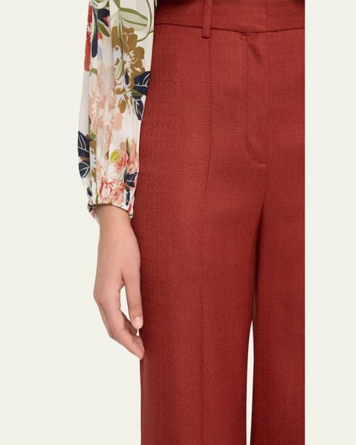 Adam Lippes Red Wyatt Stretch Canvas Wide-Leg Pants