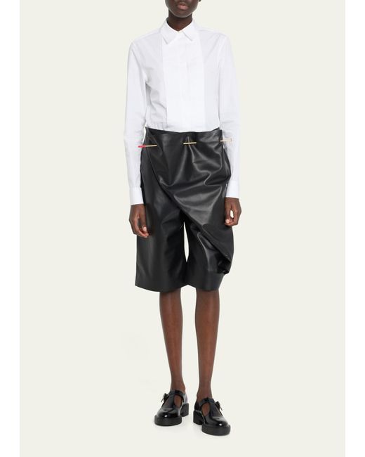 Loewe Black Leather Pintuck Shorts