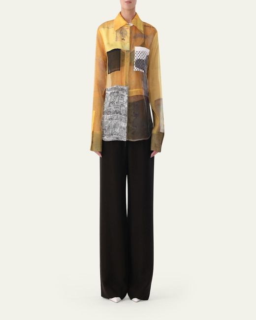 Jason Wu Metallic Patchwork Button-Down Shirt