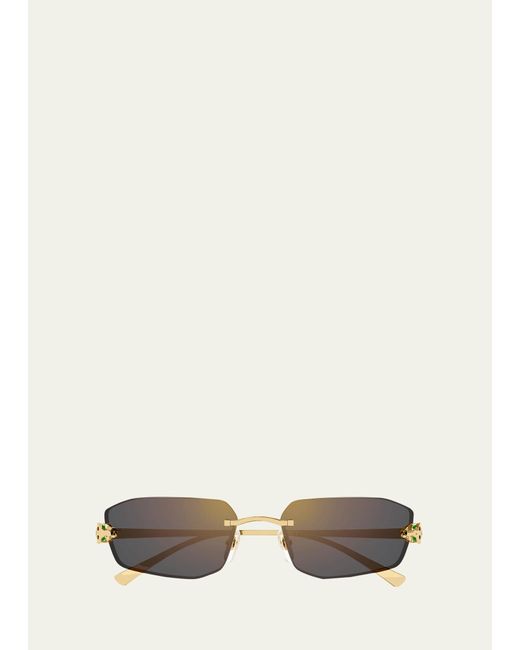 Cartier Natural Rimless Metal Cat-eye Sunglasses
