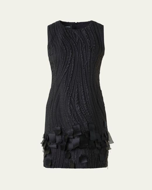 Akris Women's Black Waves And Ribbons Jacquard Sleeveless Mini Dress