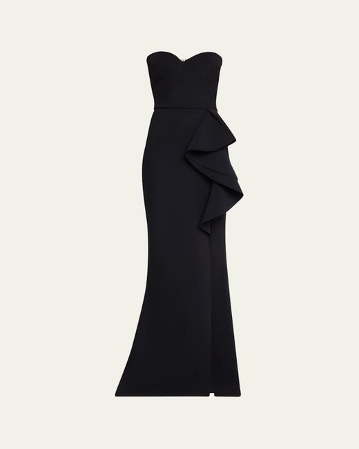 La Petite Robe Di Chiara Boni Black Strapless Ruffle Column Gown