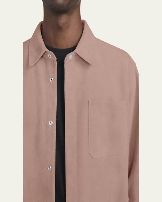 FRAME Pink Solid Suede Overshirt for men