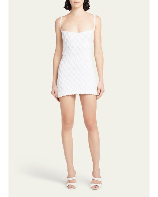 Missoni White Chevron Knit Sleeveless Mini Dress