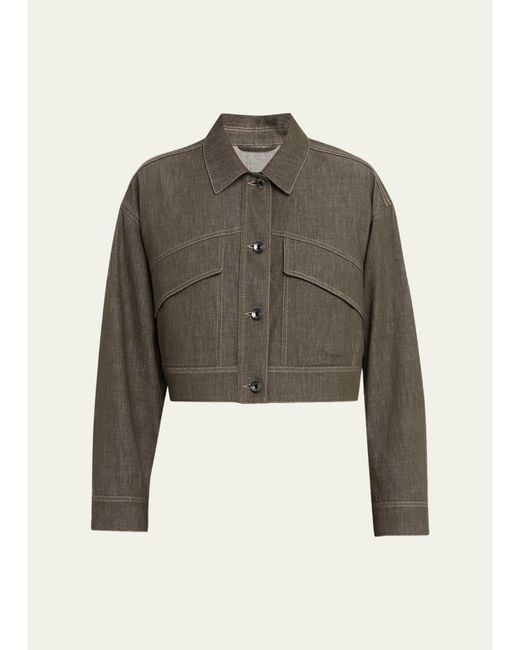 Brunello Cucinelli Green Denim Cropped Jacket