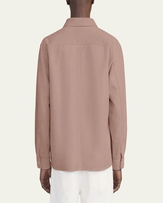 FRAME Pink Solid Suede Overshirt for men