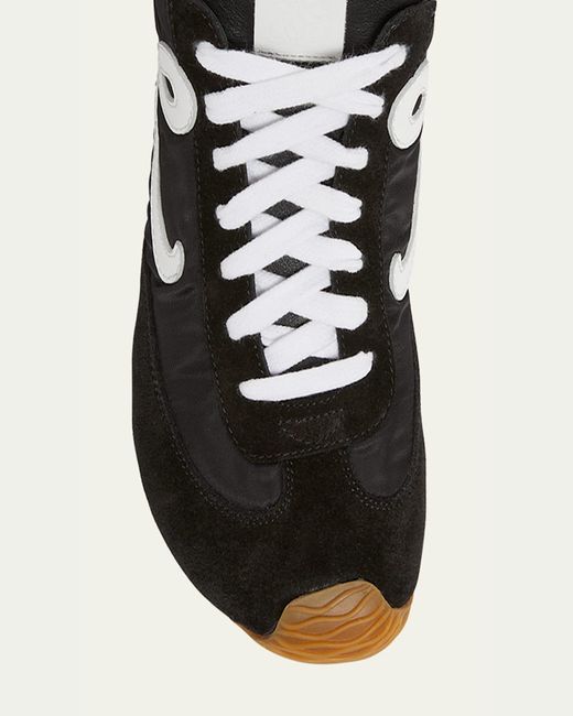 Loewe White Flow Runner Suede And Leather Sneakers