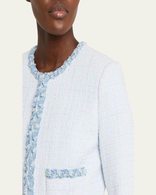 LoveShackFancy Blue Azula Tweed Jacket