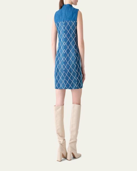 Akris Punto Blue Sheath Dress With Diamond Jacquard
