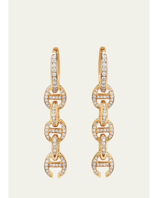Hoorsenbuhs Natural 18k Yellow Gold 5 Link Pave Drip Earrings With White Diamonds