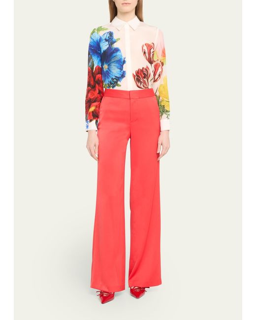 Alice + Olivia Red Calvin High-rise Wide-leg Baggy Trousers