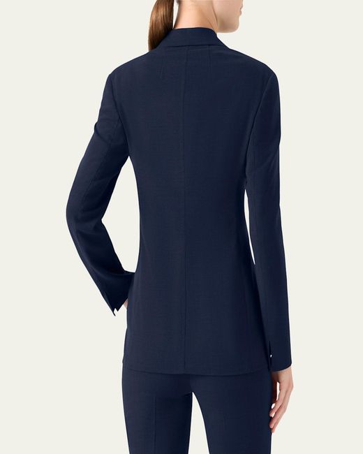 Akris Blue Walker Double-Face Wool Single-Breasted Jacket