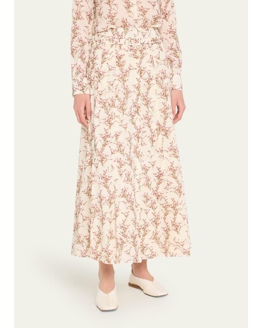 Gabriela Hearst Natural Dugald Bouquet-print Pleated A-line Maxi Skirt